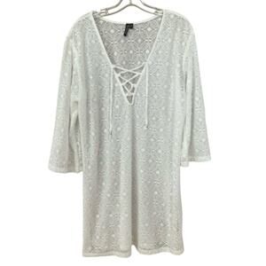 Portocruz White Lace Swim Cover-Up Plus Size XXL
